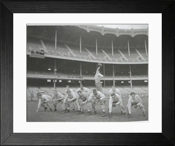 Framed Print : Browns Football Teammates in Practicing Formation