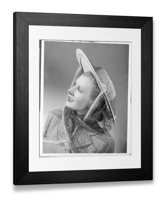 Framed Print : Model Wearing Summer Hat by John Frederics of New York Framed Print : Model Wearing Summer Hat by John Frederics of New York