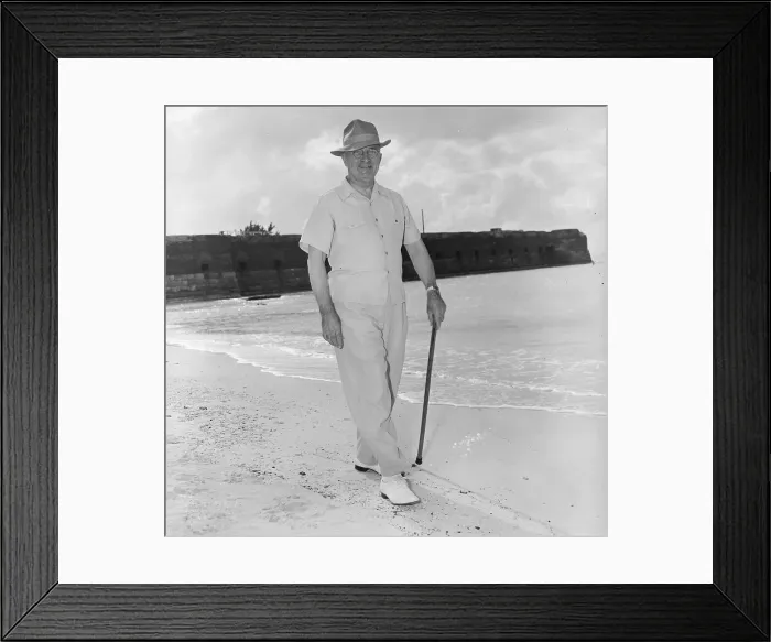 Framed Print : President Truman Taking Beach Stroll Framed Print : President Truman Taking Beach Stroll