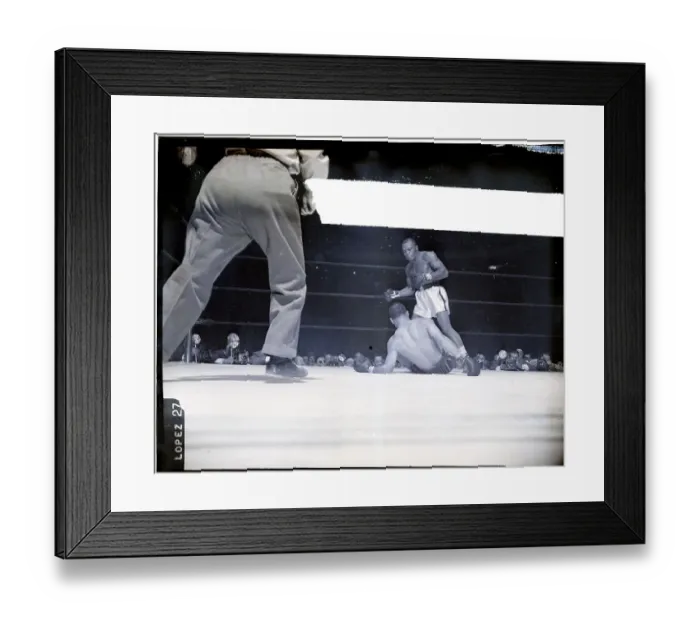 Framed Print : Walcott Knocks Louis Down During Fight Framed Print : Walcott Knocks Louis Down During Fight