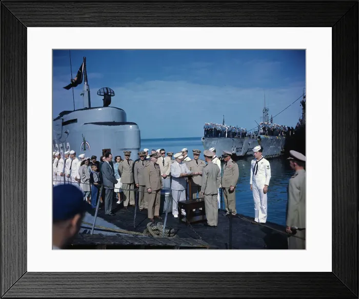 Framed Print : Truman and Navy Men at Citation Ceremonies