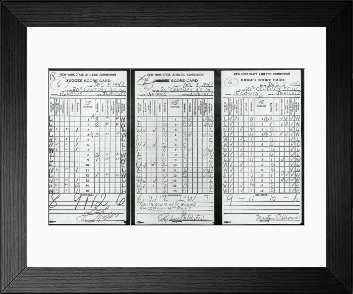 Framed Print : Scorecards from Boxing Match Framed Print : Scorecards from Boxing Match