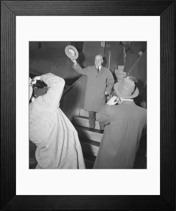 Framed Print : Harry Truman Waving from Plane Framed Print : Harry Truman Waving from Plane