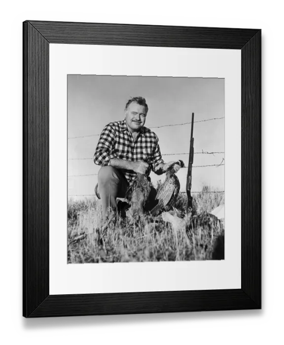 Framed Print : Ernest Hemingway Showing his Pheasants
