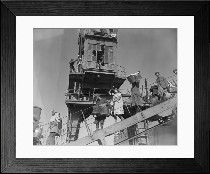 Framed Print : Refugees Walk Down Ramp of Ship Framed Print : Refugees Walk Down Ramp of Ship