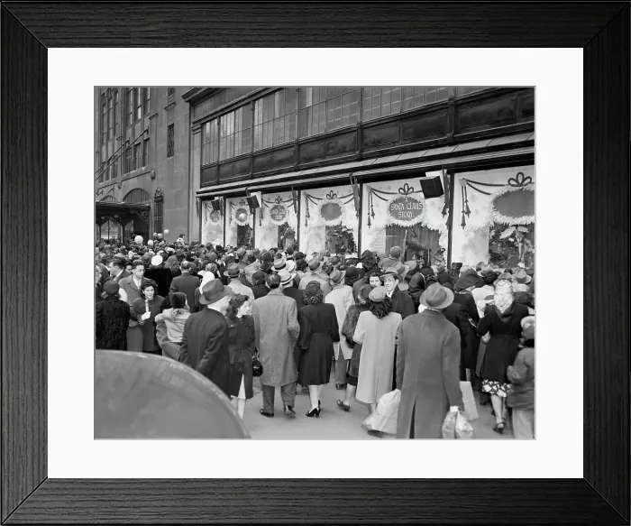 Framed Print : Shoppers at Christmas Display Windows Framed Print : Shoppers at Christmas Display Windows