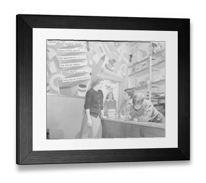 Framed Print : Students Working in Cooperative Store
