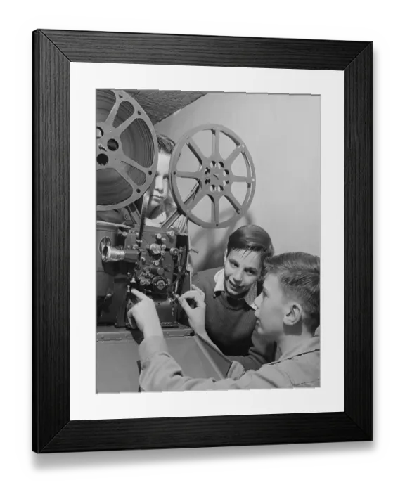 Framed Print : Students Operating Projector Framed Print : Students Operating Projector