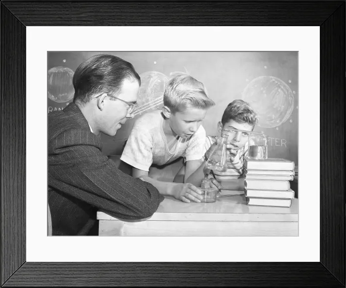 Framed Print : Boys Perform Science Experiment Framed Print : Boys Perform Science Experiment