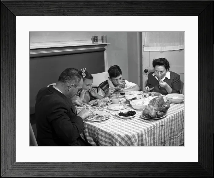Framed Print : Immigrant Family Eating Thanksgiving Dinner Framed Print : Immigrant Family Eating Thanksgiving Dinner