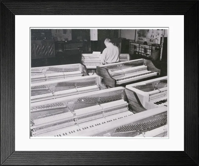 Framed Print : Blind Factory Worker Tuning Piano Framed Print : Blind Factory Worker Tuning Piano