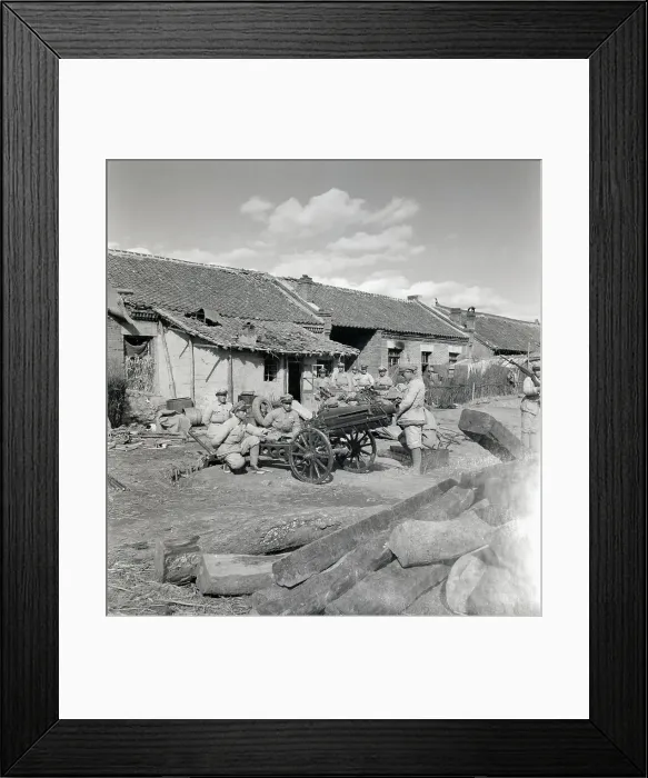 Framed Print : Soldiers Gathered Around Pack Cannon Framed Print : Soldiers Gathered Around Pack Cannon