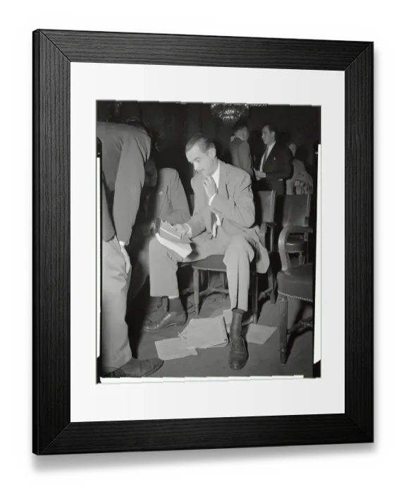 Framed Print : Howard Hughes Going over Notes at Senate Hearing Framed Print : Howard Hughes Going over Notes at Senate Hearing