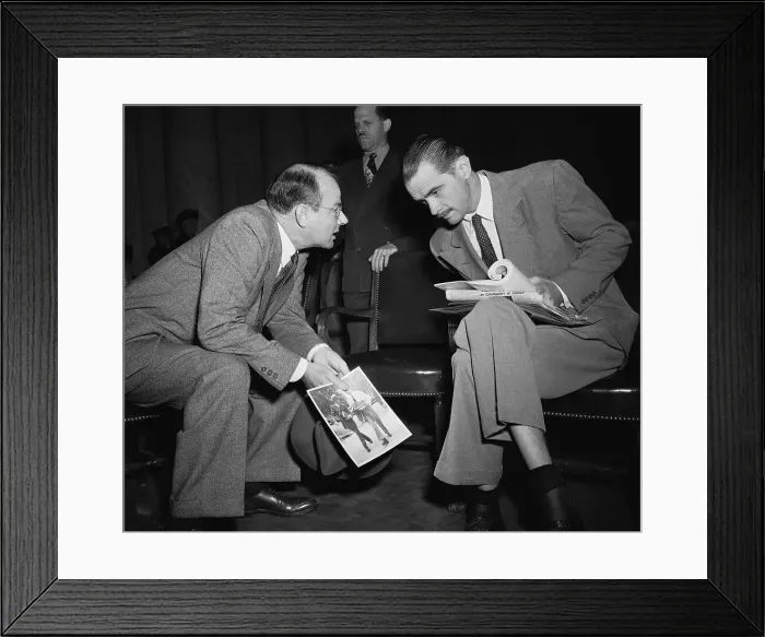 Framed Print : Howard Hughes Speaking with Attorney Thomas Slack Framed Print : Howard Hughes Speaking with Attorney Thomas Slack