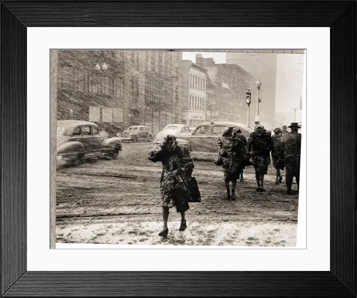 Framed Print : Pedestrians Walking in Blizzard Framed Print : Pedestrians Walking in Blizzard