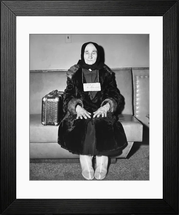 Framed Print : Elderly Woman Seated At Laguardia Field Framed Print : Elderly Woman Seated At Laguardia Field