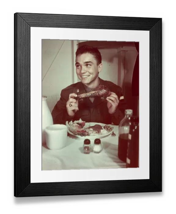 Framed Print : Soldier Eating a Turkey Leg Framed Print : Soldier Eating a Turkey Leg