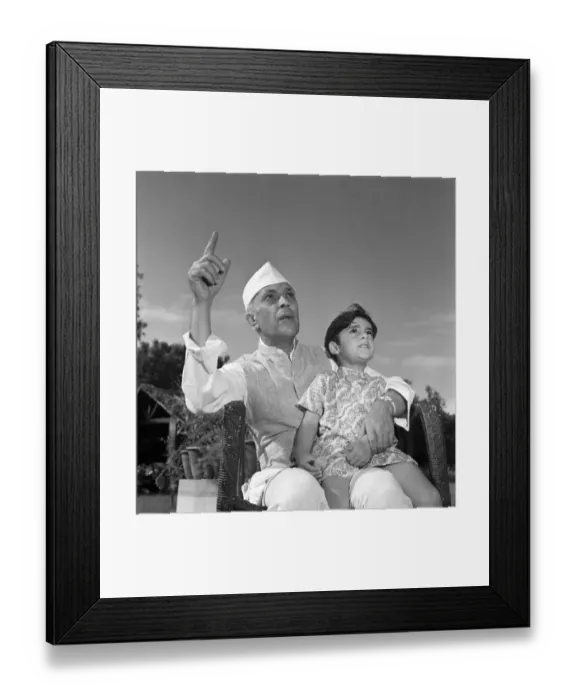 Framed Print : Nehru Tellling Story For Grandson Framed Print : Nehru Tellling Story For Grandson