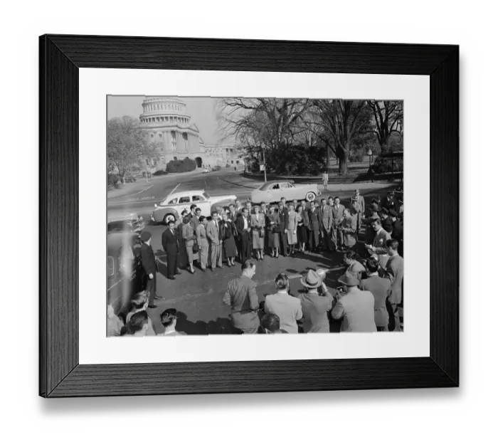 Framed Print : Actors Standing in Front of Reporters Framed Print : Actors Standing in Front of Reporters