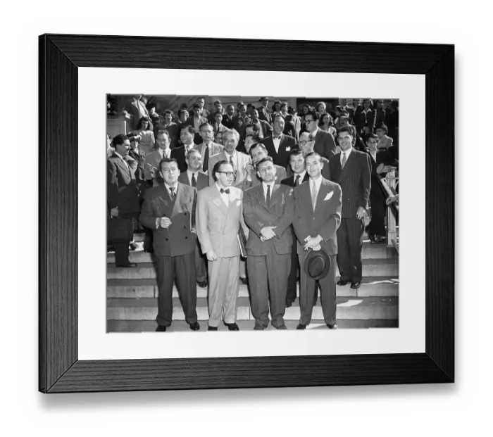Framed Print : Hollywood Filmmakers Gathered for HUAC Inquiry Framed Print : Hollywood Filmmakers Gathered for HUAC Inquiry