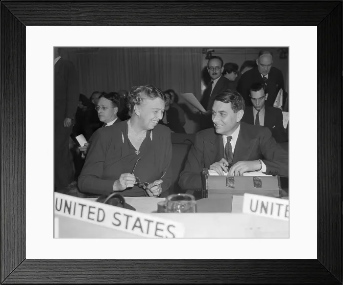 Framed Print : Eleanor Roosevelt and E. Davies Sitting at Delegation Table Framed Print : Eleanor Roosevelt and E. Davies Sitting at Delegation Table