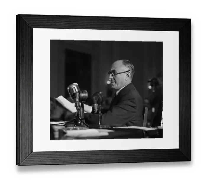 Framed Print : Jack Warner at House Un-American Activities Committee Hearing Framed Print : Jack Warner at House Un-American Activities Committee Hearing