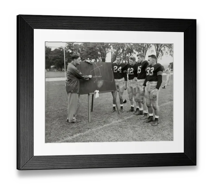 Framed Print : Coach Teaching Army Football Team Framed Print : Coach Teaching Army Football Team