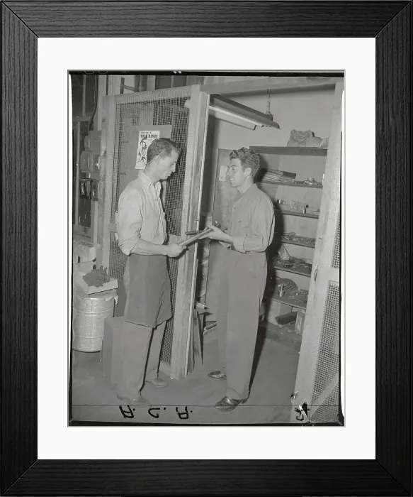 Framed Print : Anthony Taorimina Working in Factory