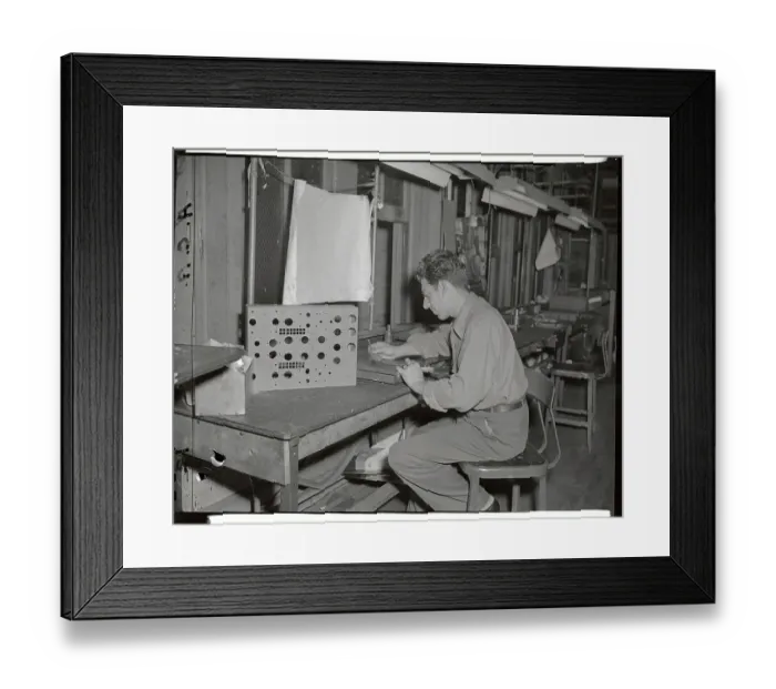 Framed Print : Anthony Taorimina Working in Factory Framed Print : Anthony Taorimina Working in Factory