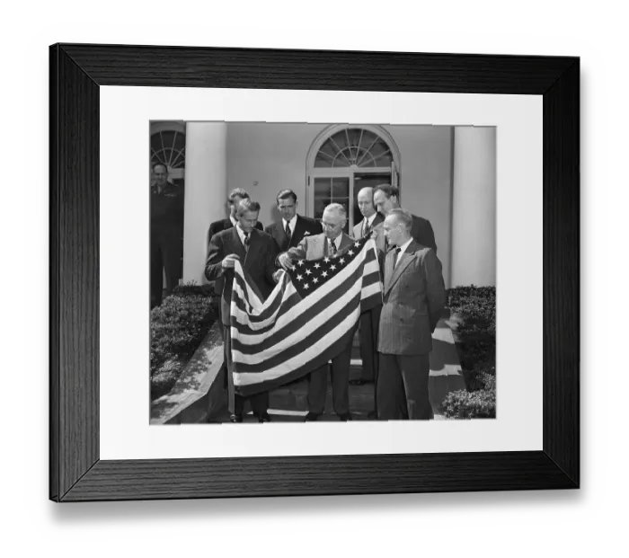 Framed Print : Kon Tiki Expedition Members;Truman;Flag Framed Print : Kon Tiki Expedition Members;Truman;Flag