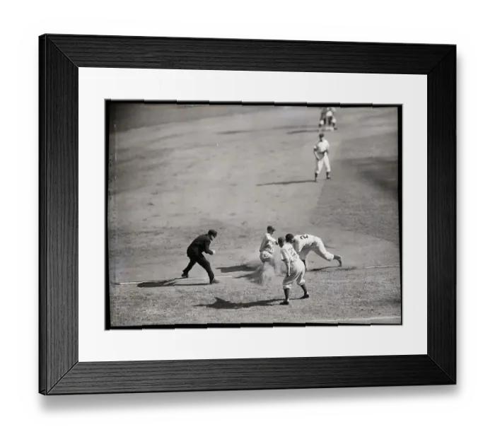 Framed Print : Dodgers Player Sliding Into Third Base Framed Print : Dodgers Player Sliding Into Third Base