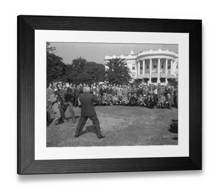Framed Print : President Truman Takes a Photo of Photographers Framed Print : President Truman Takes a Photo of Photographers