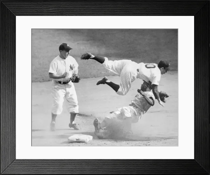 Framed Print : Jackie Robinson Sliding Into Second Base