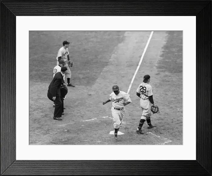 Framed Print : Jackie Robinson Crossing the Plate Framed Print : Jackie Robinson Crossing the Plate