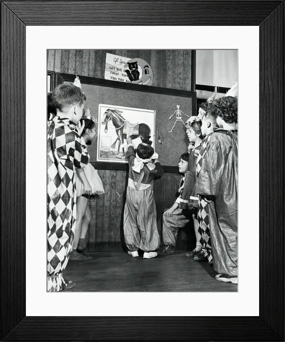 Framed Print : Children Playing Pin the Tail on the Donkey Framed Print : Children Playing Pin the Tail on the Donkey