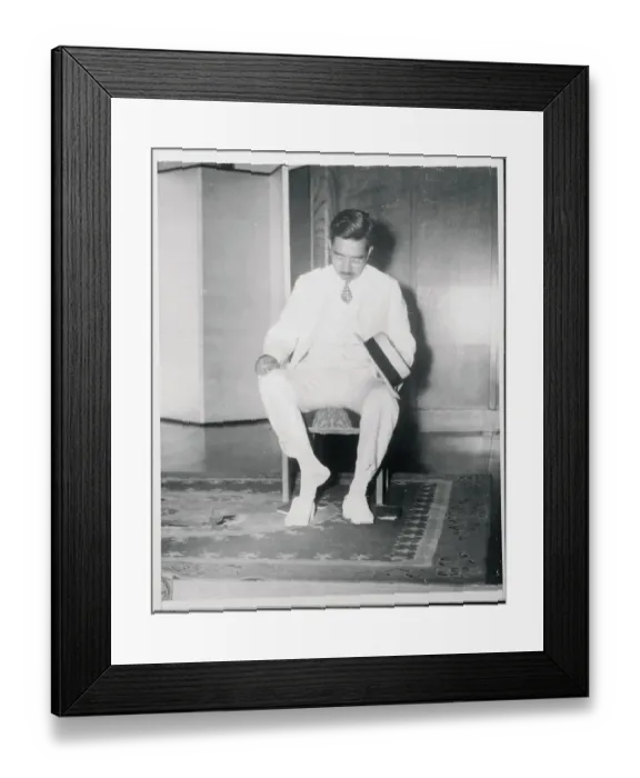 Framed Print : Emperor Hirohito Removing His Shoes Framed Print : Emperor Hirohito Removing His Shoes