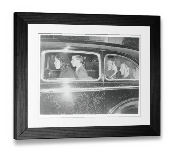 Framed Print : Widow and Children of Fiorello La Guardia Leaving Funeral by Car Framed Print : Widow and Children of Fiorello La Guardia Leaving Funeral by Car