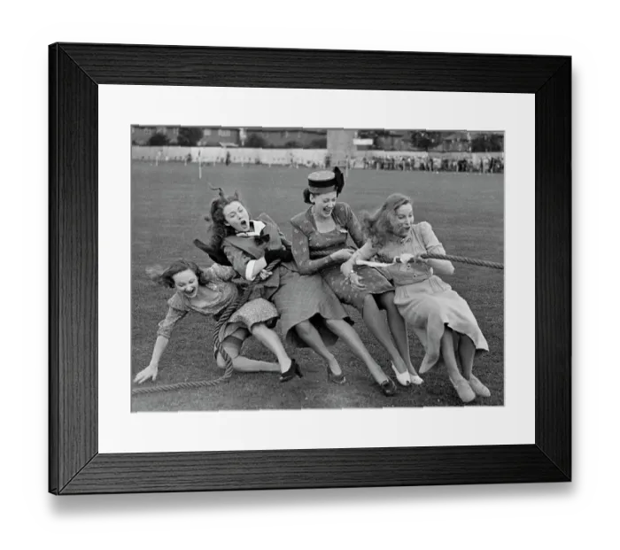 Framed Print : Movie Actresses in Tug-O-War Event Framed Print : Movie Actresses in Tug-O-War Event