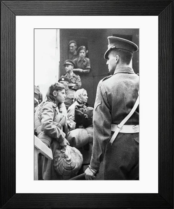 Framed Print : Guard Standing By Jewish Women Refugees Framed Print : Guard Standing By Jewish Women Refugees