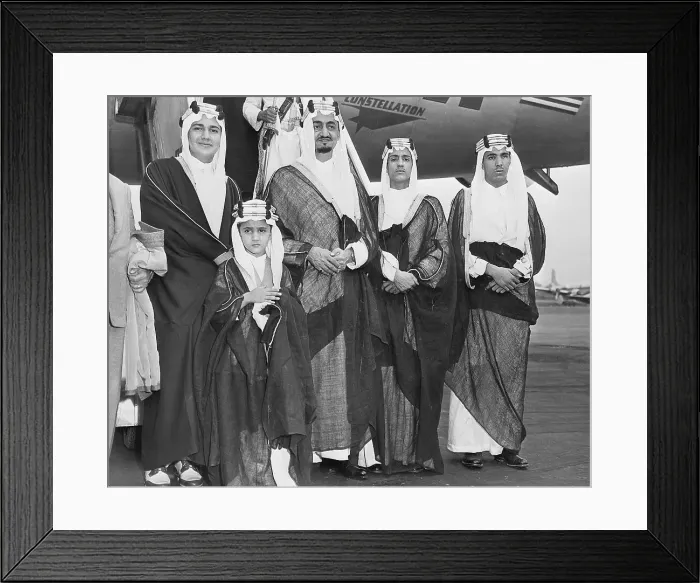 Framed Print : Prince Faisal and Brothers Arriving at Airport Framed Print : Prince Faisal and Brothers Arriving at Airport