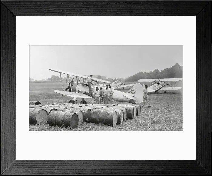 Framed Print : Plane and Crew Waiting for Flight with DDT Framed Print : Plane and Crew Waiting for Flight with DDT