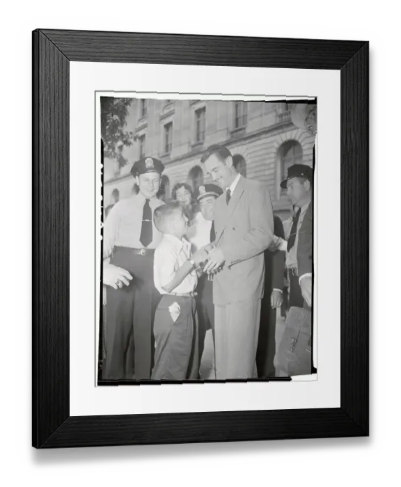 Framed Print : Howard Hughes Giving Autograph to Young Boy Framed Print : Howard Hughes Giving Autograph to Young Boy