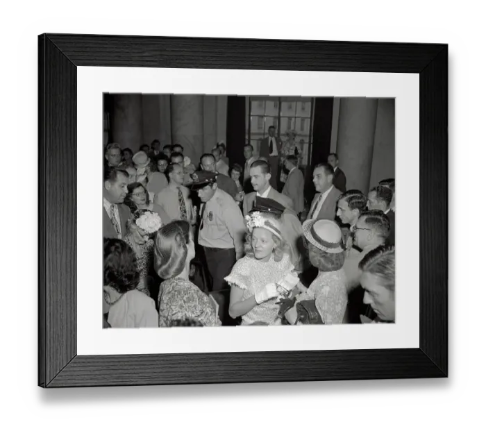 Framed Print : Howard Hughes Being Led Through Crowd