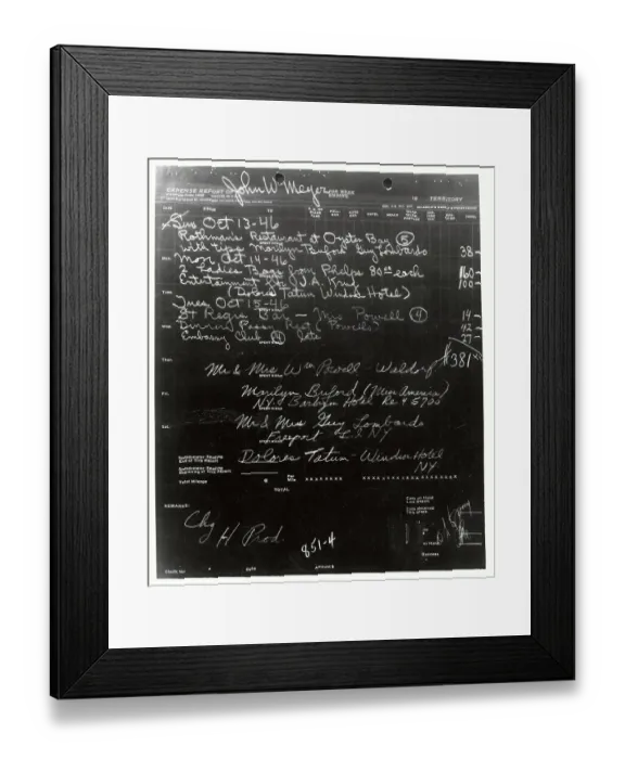 Framed Print : Page From John Meyer's Expense Records Framed Print : Page From John Meyer's Expense Records