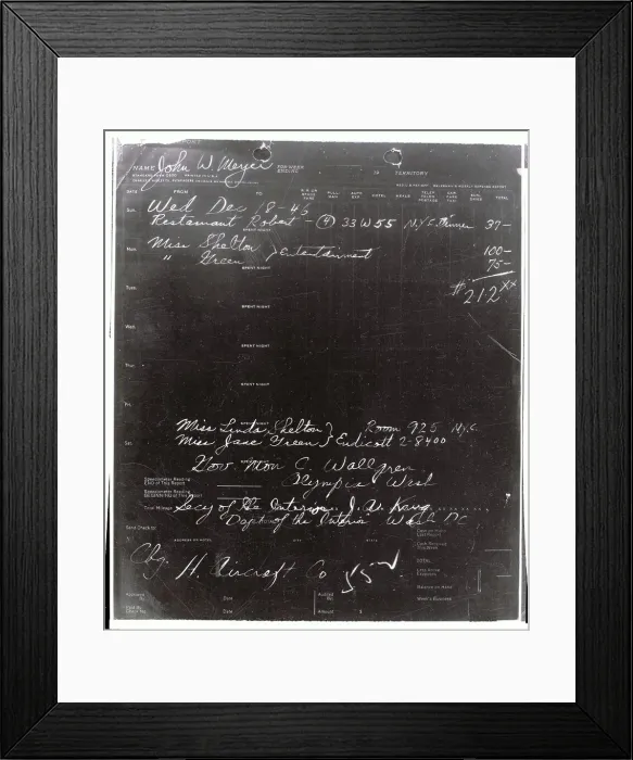 Framed Print : A Page From John W. Meyer's Expense Records Framed Print : A Page From John W. Meyer's Expense Records