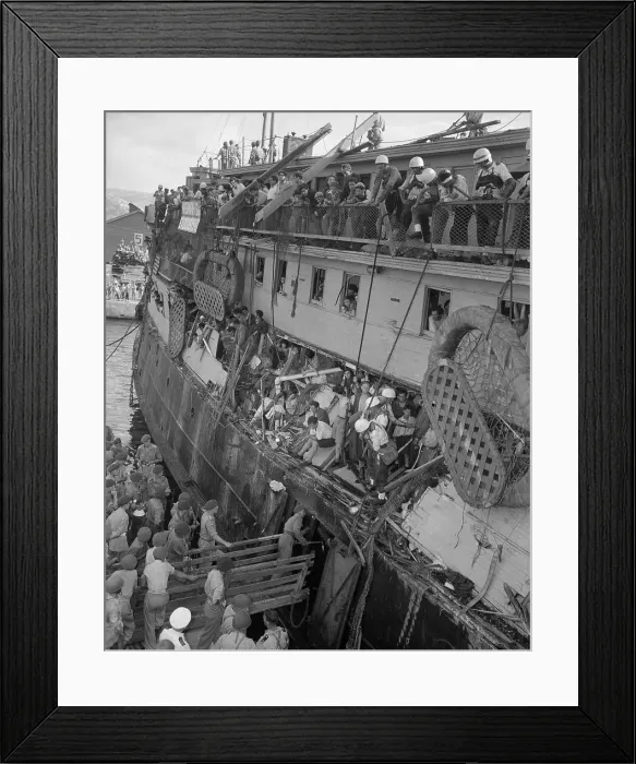Framed Print : Military Personnel Looking Over Ship Framed Print : Military Personnel Looking Over Ship