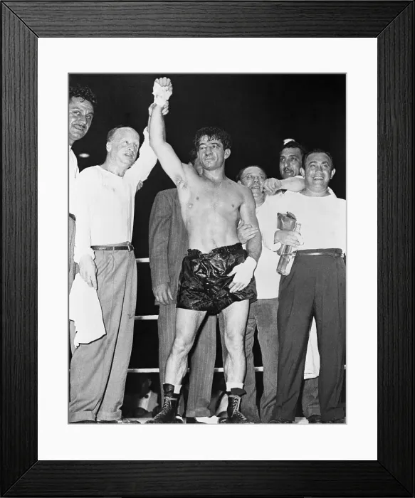 Framed Print : Ref Holds Up Rocky Graziano's Arm Framed Print : Ref Holds Up Rocky Graziano's Arm