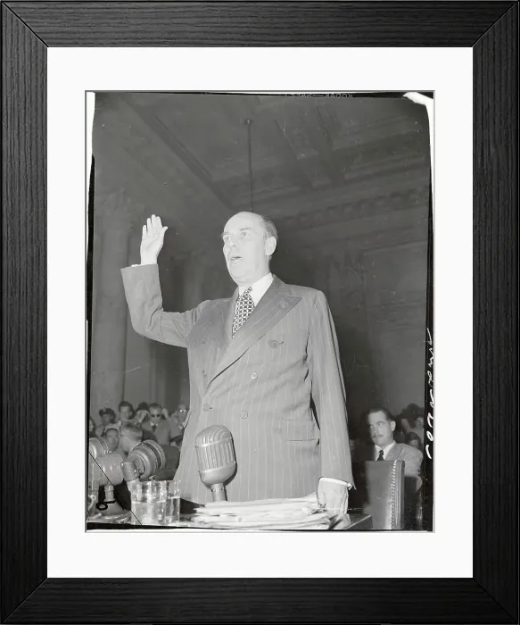 Framed Print : Owen Brewster Takes Oath Before His Committee Framed Print : Owen Brewster Takes Oath Before His Committee