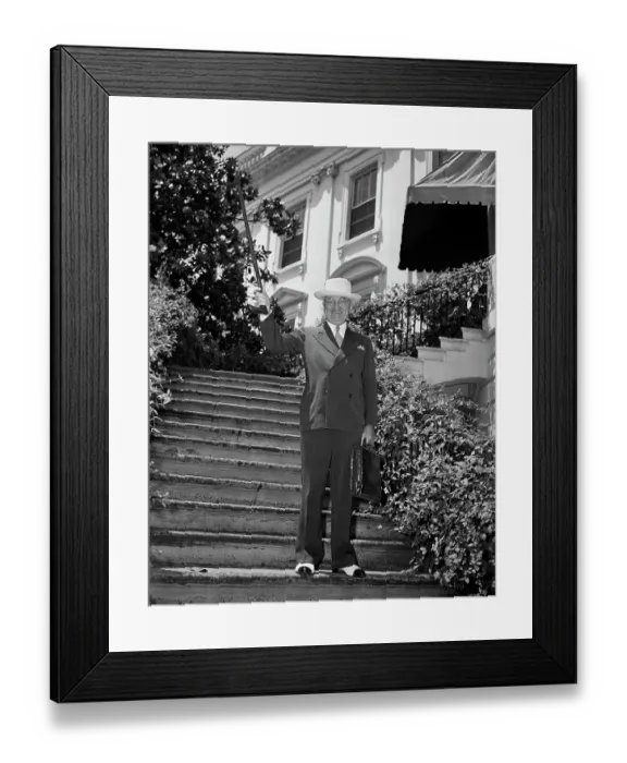 Framed Print : Full Length Of Harry Truman Waving Cane Framed Print : Full Length Of Harry Truman Waving Cane
