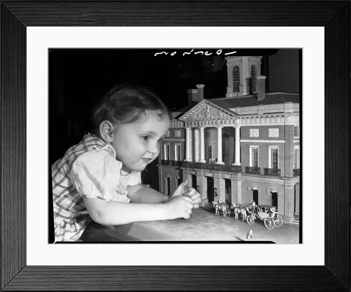 Framed Print : Girl Looking at Model of Original Capitol Framed Print : Girl Looking at Model of Original Capitol